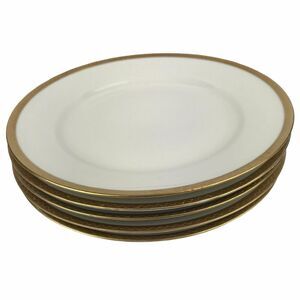 O&EG Royal Austria Salad Plates 8.5" Set of 5 White Gold Trim Vintage